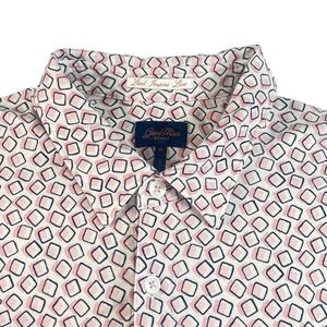 Good Man Brand Pink Navy Geometric Print Stretch Golf Shirt Medium